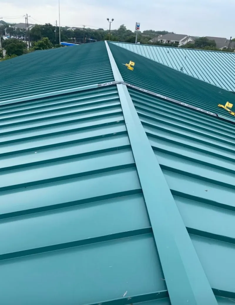 Green commercial metal roof ridge and valley for Metal Roof Repair in St. Matthews